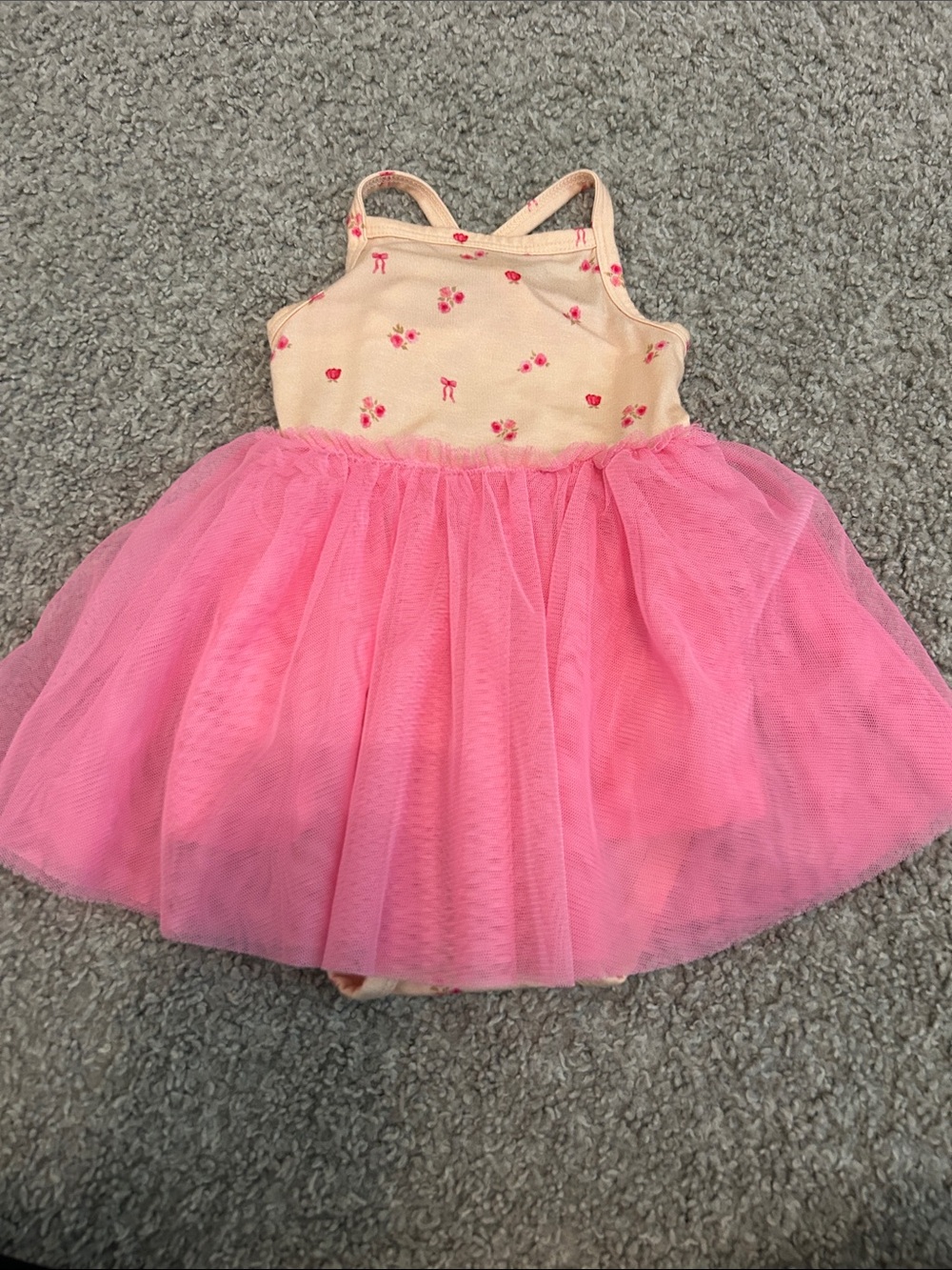 Pink Tulle Tank Dress with Floral Bodice - Kids